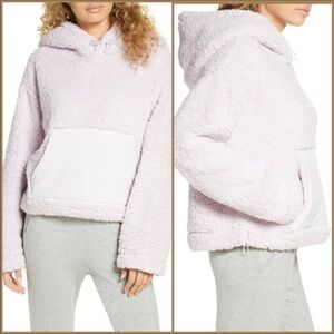 Zella Cassie Faux Shearling Hoodie Jacket Coat M Cozy Winter Purple Soft Hooded